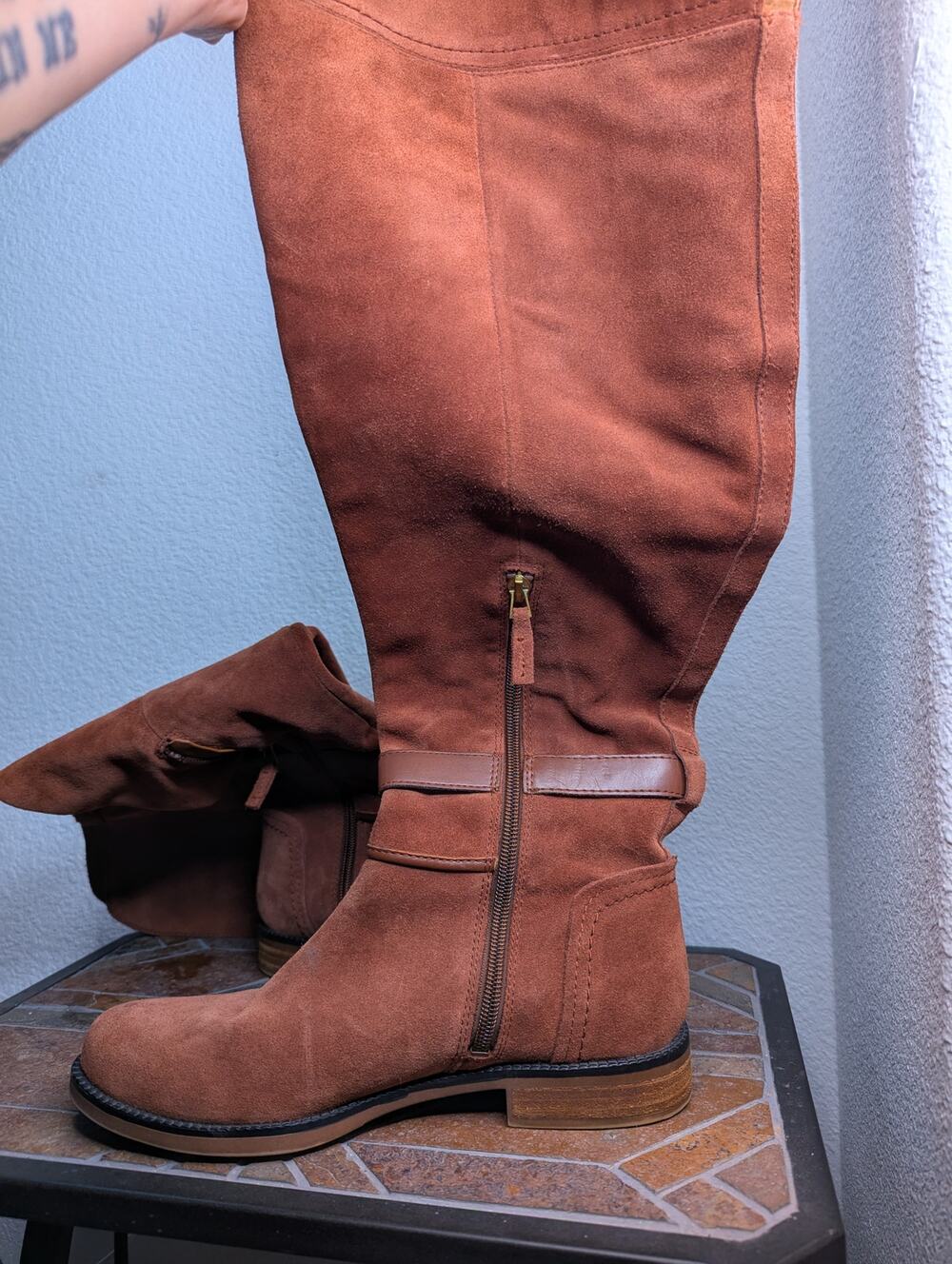 Franco Sarto Womens 100% Suede Over Knee Riding Boots 8.5 Equestrian Preppy Chic
